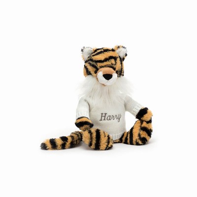 Jellycat Bashful Tiger with Cream Jumper USA | 96873XVLM